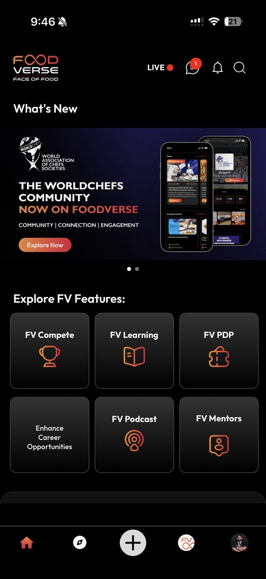 Foodverse app — culinary feed